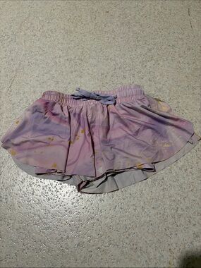 Girls Lavender Tie-Dye Skort with Gold Splatter